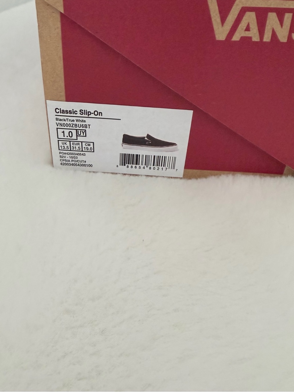 Vans Kids Black & White Classic Slip-On Sneakers - Picture 7 of 7